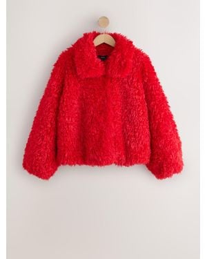 Next Bright Shaggy Faux Fur Collared Short Jacket