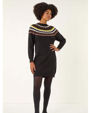 Roman Fairisle Knit Sweater Dress - Natural