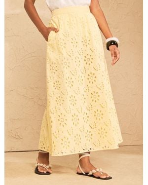Love & Roses Broderie Midi Skirt - Natural