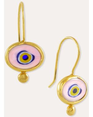 Ottoman Hands Tone Alara Evil Eye Drop Earrings - Metallic