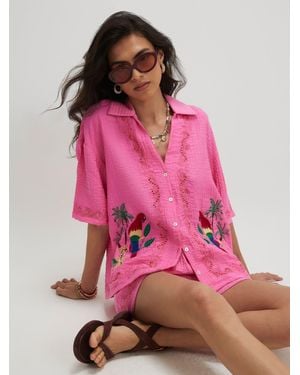 River Island River Island Parrot Embroidered Broderie Top - Pink
