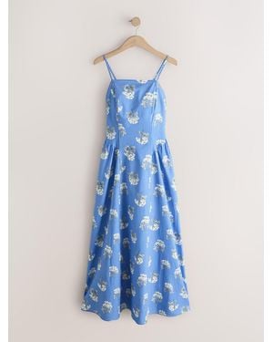 Next Cotton Rich Thin Strap Summer Dress - Blue