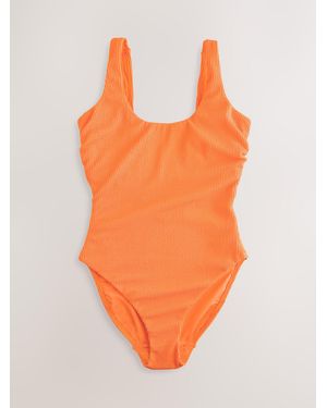 Next Mango Crinkle Dd+ Wired Scoop Neck Tummy Control Swimsuit - Orange