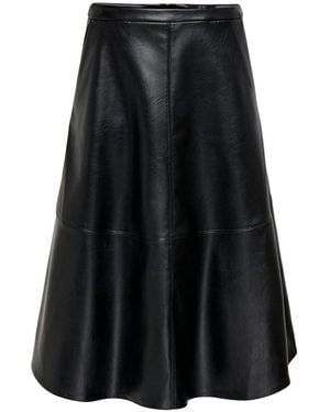 Jdy Faux Leather A-Line Midi Skirt - Black