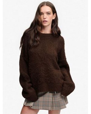 Superdry Slouchy Brushed Knitted Jumper - Brown