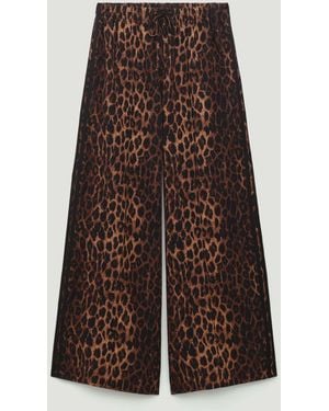 Hush Petunia Linen Blend Leopard Print Pants - Brown