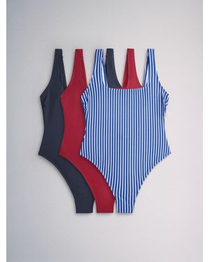The Set 3 Pack Square Neck Swimsuits - Blue