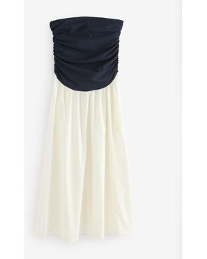 Next Bandeau Jersey Woven Mix Midi Dress - Blue