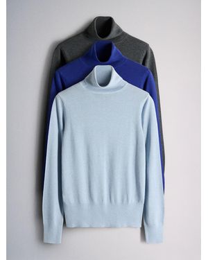 The Set 4 Pack Roll Neck Sweater With Wool Dark Charcoal Halogen - Blue
