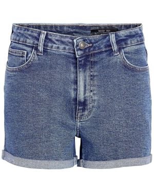Noisy May High Waist Denim Shorts - Blue