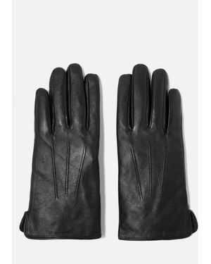 Mint Velvet Leather Short Gloves - Black