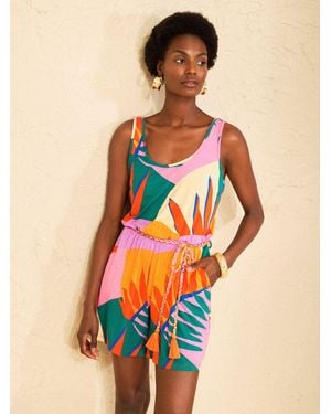 Love & Roses Jersey Playsuit - Orange