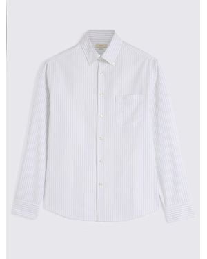 Moss Washed Cotton Oxford Stripe Shirt - White