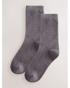Next Charcoal Thermal Fleece Socks 2 Pack - Gray