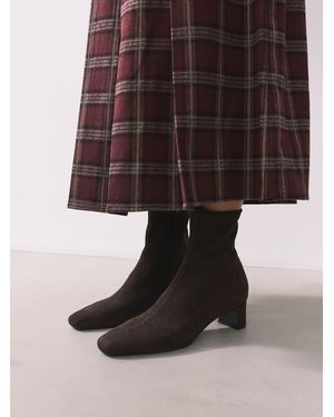 Next Standard/Wide Fit Chisel Toe Block Heel Sock Boots - Multicolour