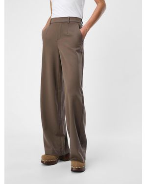 Object Tailored Wide Leg Stretch Waistband Pants - Brown