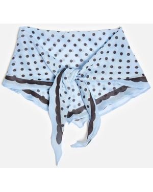 Oliver Bonas Polka Dot Diamond Scarf - Blue
