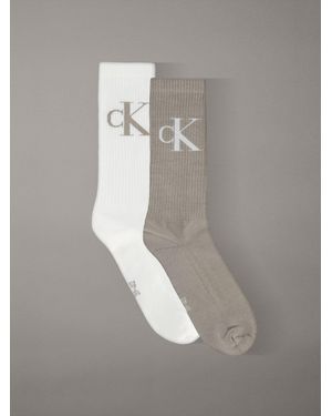 Calvin Klein Jeans Logo 2 Pack Socks - White