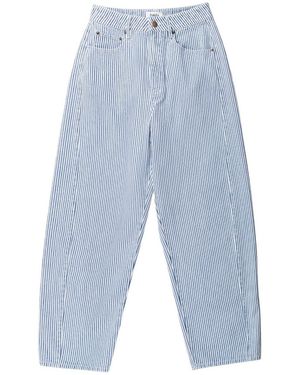Ro & Zo Stripe Barrel Leg Jeans - Blue