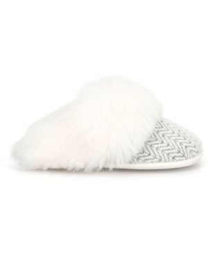 Totes Patterned Knit Mule Slippers - Natural