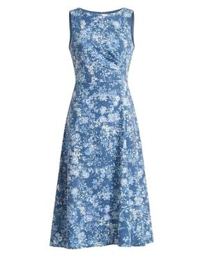 Gina Bacconi Odelia Floral Print Midi Dress - Blue