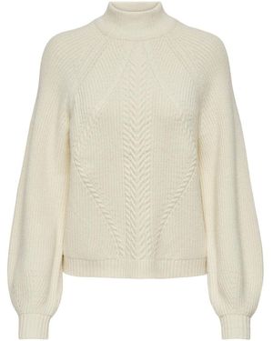 ONLY Textured High Neck Volume Sleeve Sweater - White