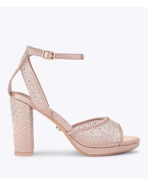 Carvela Kurt Geiger Lovebird Embellished Mesh Platform Heeled Sandals - Pink