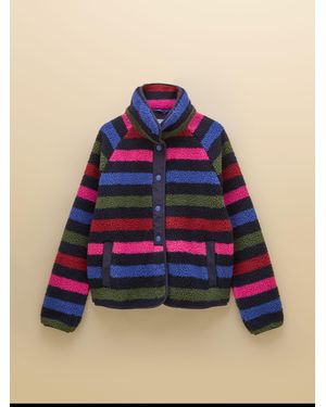 Joules Stripe Borg Fleece Jacket - Blue