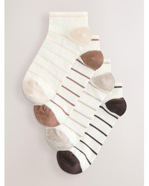 Next Stripe Ribbed Trainer Socks 4 Pack - Natural