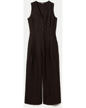 Jigsaw Linen Waistcoat Jumpsuit - Black