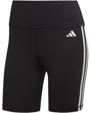 adidas Training Essentials 3 Stripes High Waisted Short Leggings - Black
