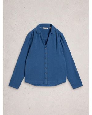 White Stuff Annie Double Cloth Shirt - Blue