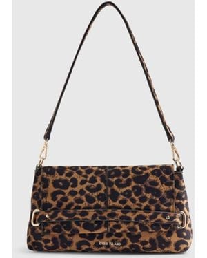 River Island Leopard Print Fold Over Clutch Bag - Natural