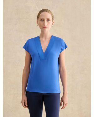 Hobbs French Jonie Printed V-Neck Top - Blue