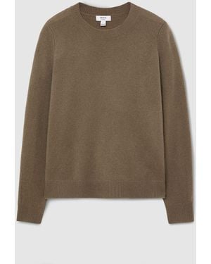 Reiss Khaki Mimi 100% Cashmere Crew-Neck Jumper - Natural