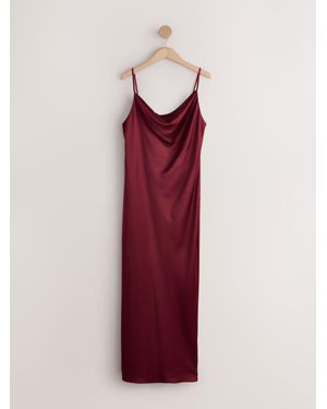 Next Satin Cowl Neck Wedding Guest Bridesmaid Maxi Dress - Red