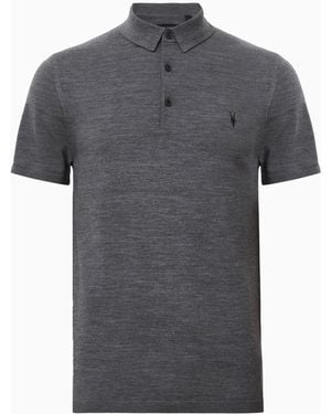 AllSaints Allsaints Mode Merino Wool Short Sleeve Polo Neck Sweater - Gray
