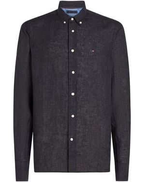 Tommy Hilfiger Stripe Washed Linen Long Sleeve Shirt - Blau