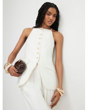 River Island Linen Blend Longline Waistcoat - White