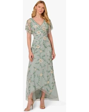 Adrianna Papell Bead Mesh Midi Dress - Green