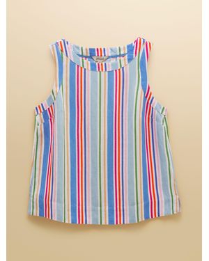Joules Cove Round Neck Sleeveless Top With Linen - Blue