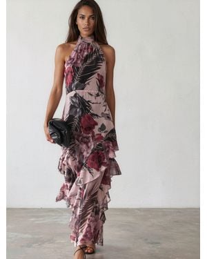 Religion Taylor Maxi Dress With Full Ruffle Skirt - Pink