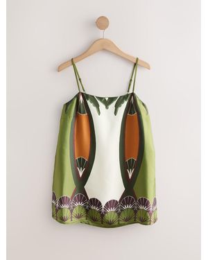 Next Ecru/ Print Satin Camisole - Green