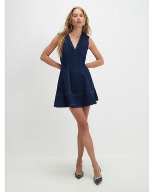 River Island Denim Sleeveless Fit And Flare Mini Dress - Blue