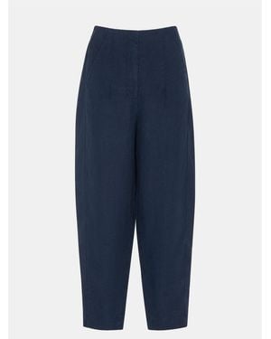 Whistles Linen Barrel Pants - Blue