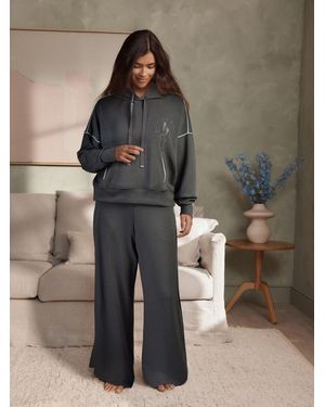 Ted Baker Viscose Lounge Wide Leg Trousers With Piping Detail - Brown