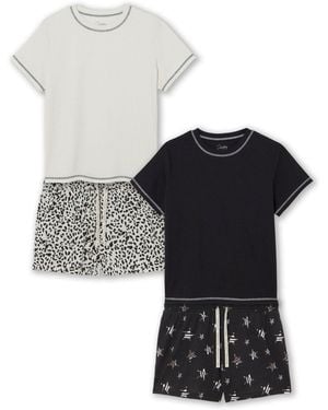 Simply Be Ribbed Shorts Set 2 Pack - White