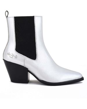 OFF THE HOOK Marlow Western Ankle Leather Boots - White