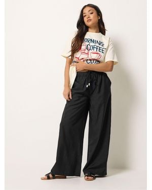 PixieGirl Petite Pixiegirl Petite Beaded Wide Leg Pants - Black