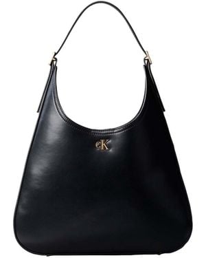 Calvin Klein Calvin Klein Monogram Hardware Curved Shoulder Bag - Black